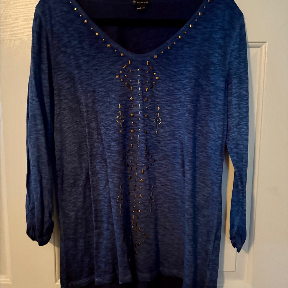 New Directions Royal Blue Studded Blouse